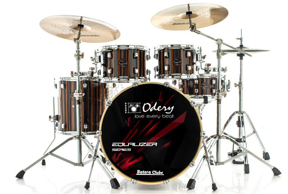 Bateria Odery Equalizer EQ.200 Roma Ebony 20",10",12",14" com Ferragens e Cascos com Maple