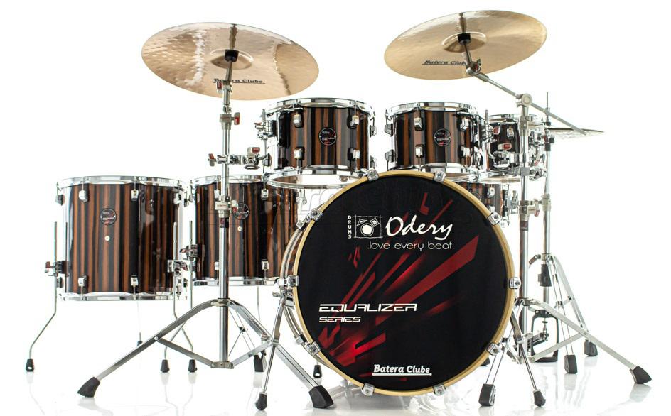 Bateria Odery Equalizer EQ.200 Roma Ebony 20",8",10",12",14",16" com Ferragens e Cascos com Maple