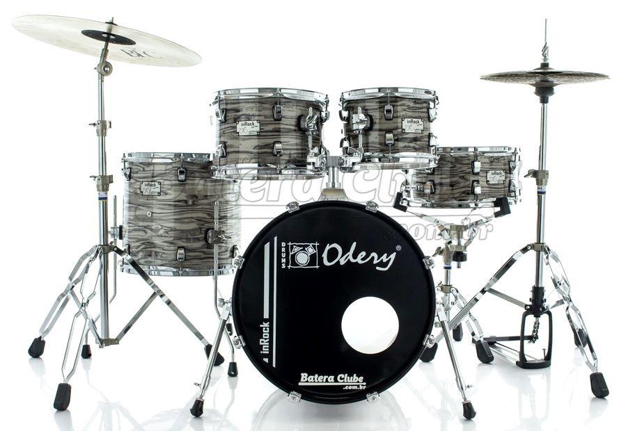 Bateria Odery inRock IR.180 Lunar Tiger Jazz com Bumbo 18",10",12",14" com Ferragens e Banco