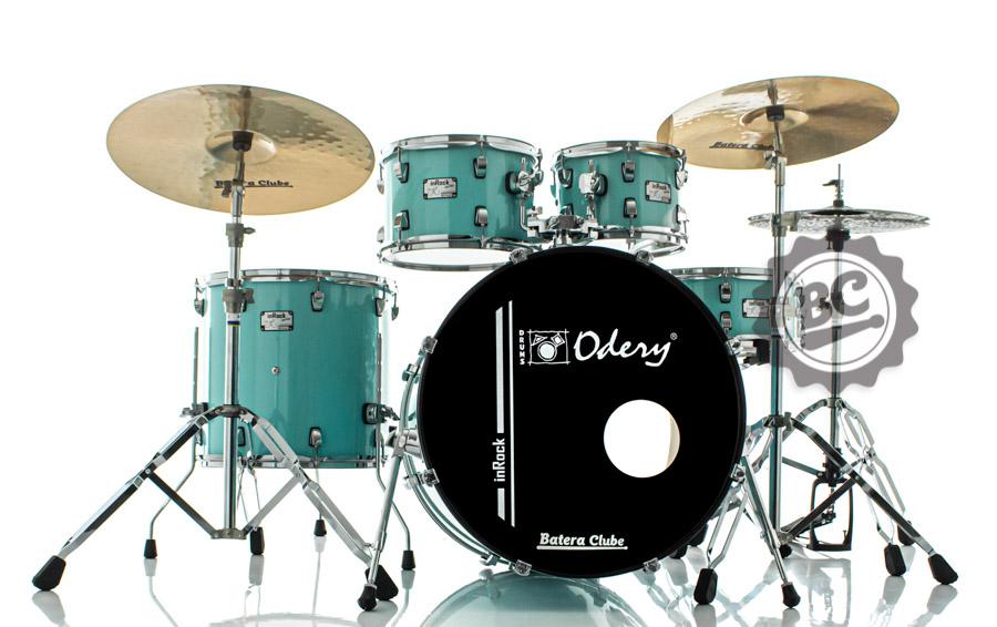 Bateria Odery inRock IR.220 Surf Green Bumbo 22",10",12",16" com Ferragens, 1 Estante e Banco
