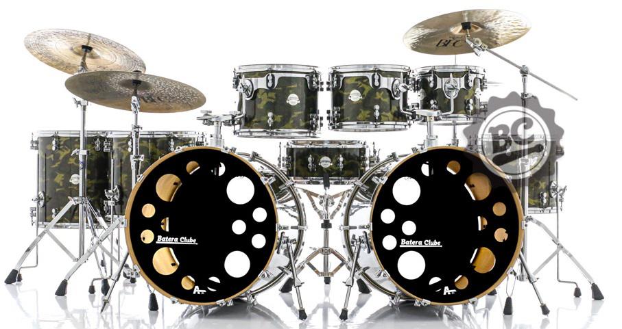 Bateria PDP by DW Platinum Custom Army Green Bumbo Duplo com 3 tons, 3 surdos e caixa (Shell Pack)