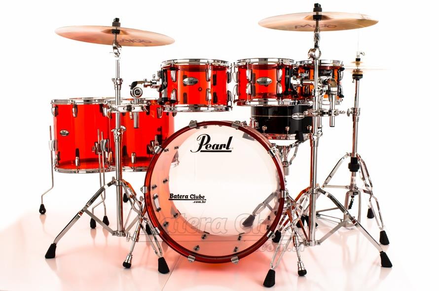 Bateria Pearl Crystal Beat Ruby Red com Bumbo 22", Tons 8", 10", 12" e Surdos 14" e 16" (Shell Pack)