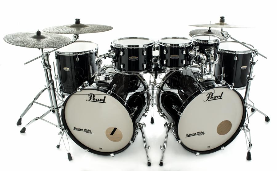Bateria Pearl Decade Maple Black Ice Bumbo Duplo 22",22",8",10",12",14",16" com Ferragens 830