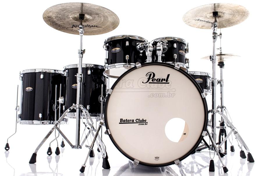 Bateria Pearl Decade Maple Black Ice Lacquer 22",10",12",14",16" com Caixa e Kit Ferragens 830