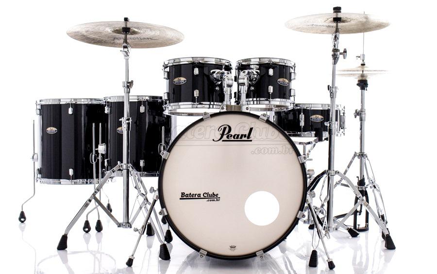 Bateria Pearl Decade Maple Black Ice Lacquer 20",10",12",14",16" com Caixa e Kit Ferragens 830