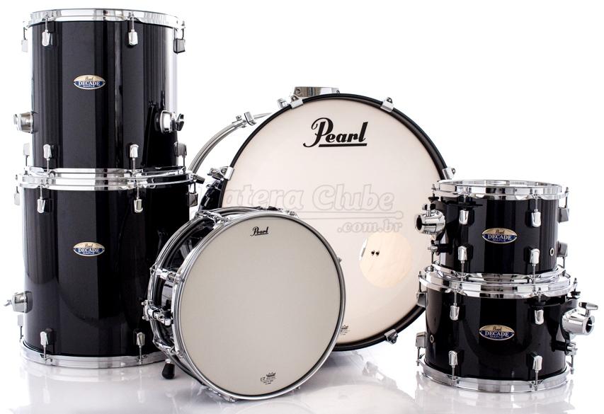 Bateria Pearl Decade Maple Black Ice Lacquer 22",10",12",14",16" com Caixa 14x5,5" (Shell Pack)
