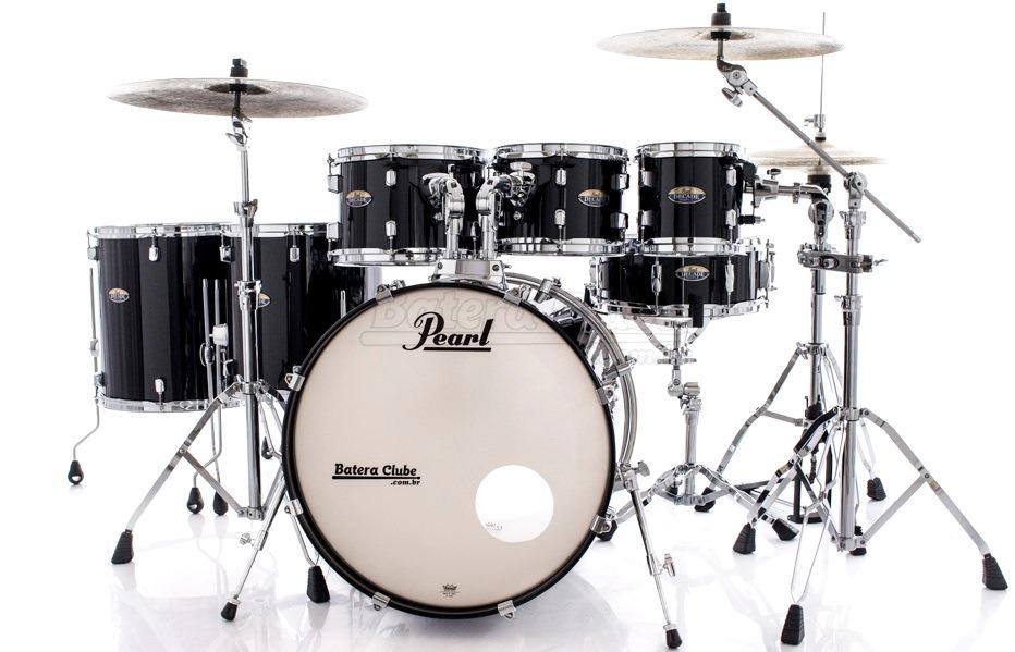 Bateria Pearl Decade Maple Black Ice Lacquer 20",8",10",12",14",16" com Caixa e Kit Ferragens 830