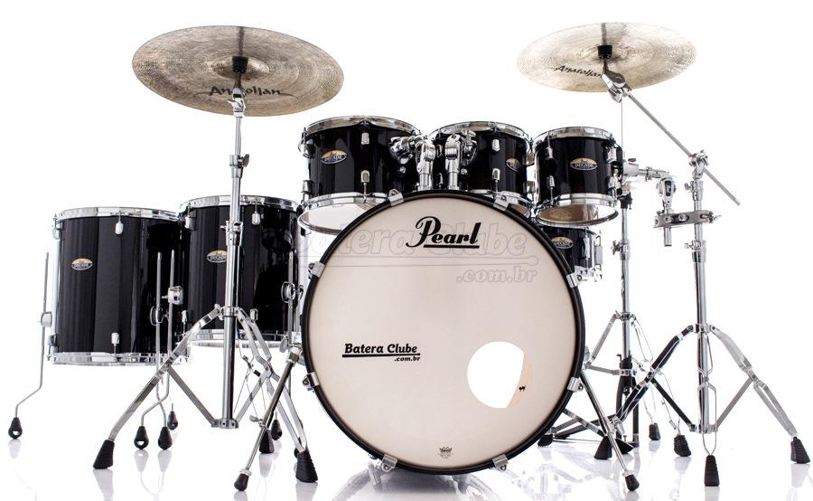 Bateria Pearl Decade Maple Black Ice Lacquer 22",8",10",12",14",16" com Caixa e Kit Ferragens 830