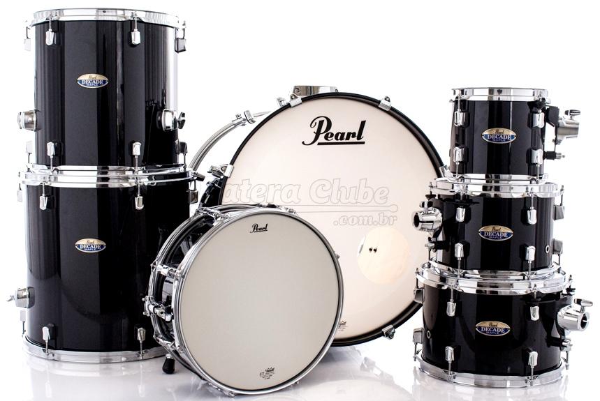 Bateria Pearl Decade Maple Black Ice Lacquer 20",8",10",12",14",16" com Caixa 14x5,5" (Shell Pack)