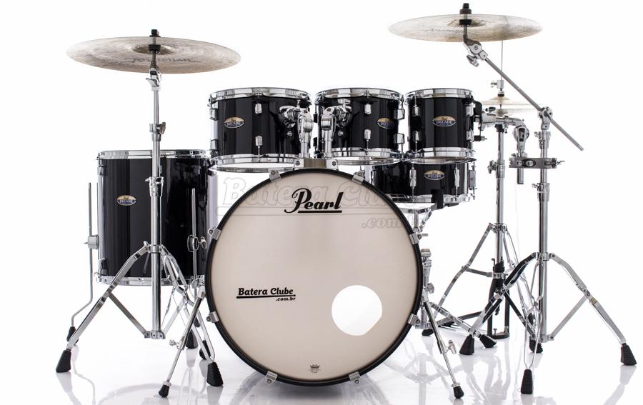 Bateria Pearl Decade Maple Black Ice Lacquer 22",8",10",12",16" com Caixa e Kit Ferragens 830
