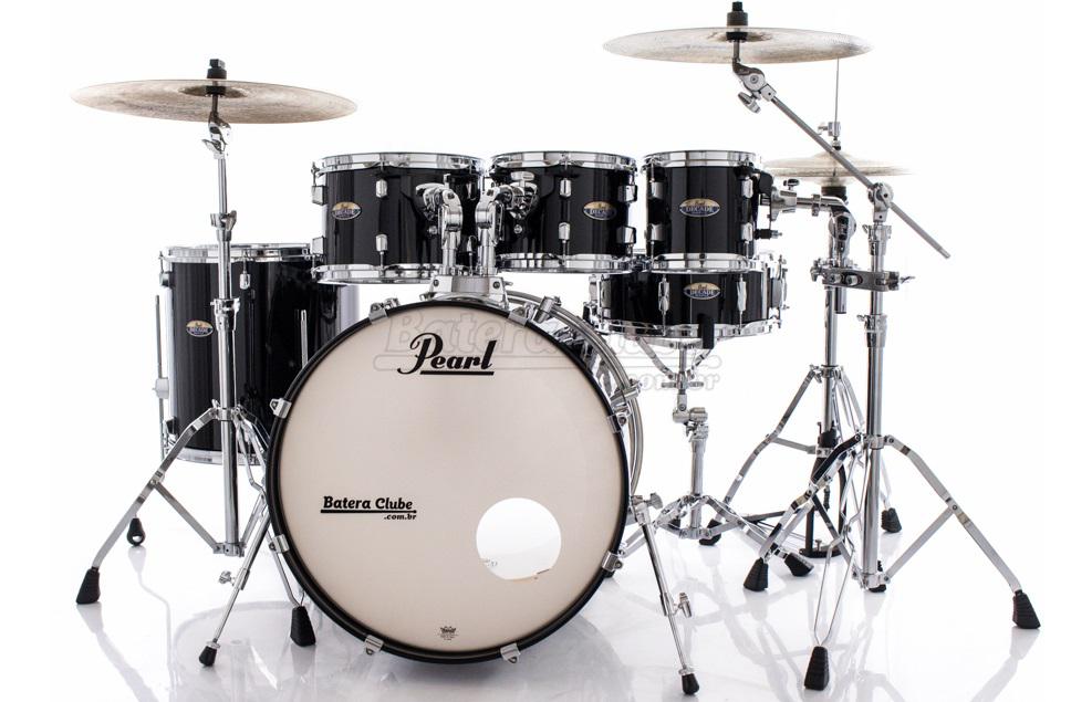 Bateria Pearl Decade Maple Black Ice Lacquer 20",8",10",12",14" com Caixa e Kit Ferragens 830