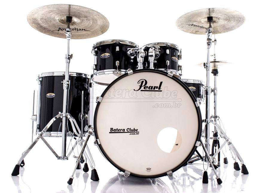 Bateria Pearl Decade Maple Black Ice Lacquer 22",10",12",16" com Caixa e Kit Ferragens 830