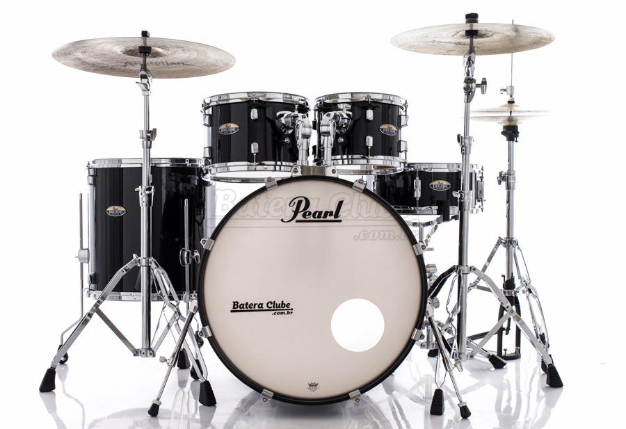 Bateria Pearl Decade Maple Black Ice Lacquer 20",10",12",14" com Caixa e Kit Ferragens 830