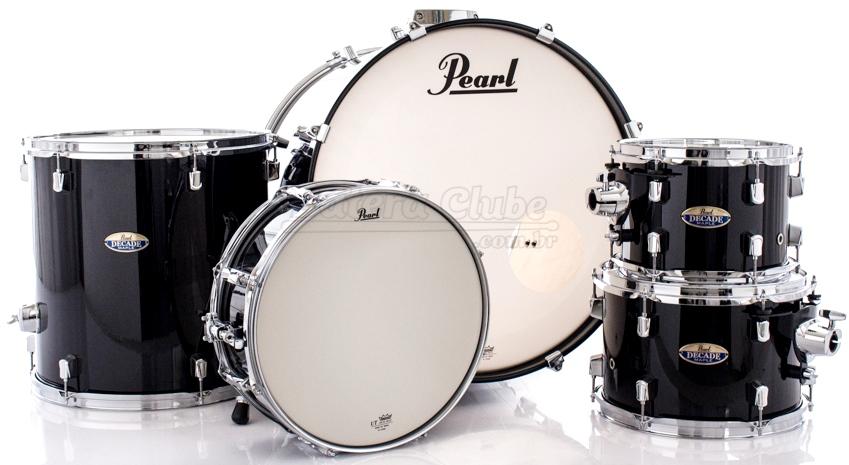 Bateria Pearl Decade Maple Black Ice Lacquer 22",10",12",16" com Caixa 14x5,5" (Shell Pack)