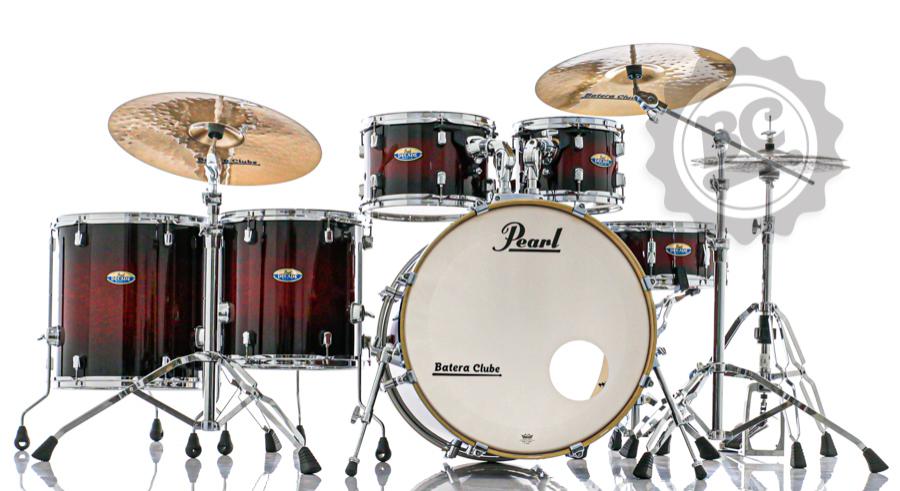 Bateria Pearl Decade Maple High Gloss Deep Red Burst 22",10",12",14",16" com Kit de Ferragens 830
