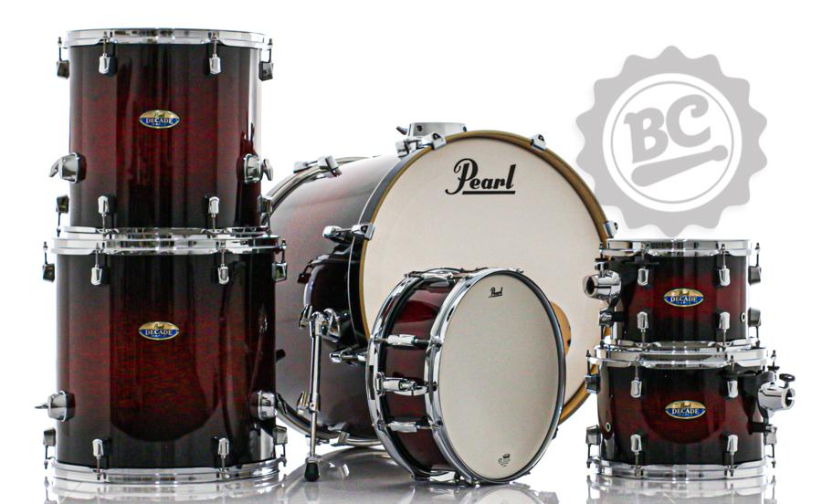 Bateria Pearl Decade Maple High Gloss Deep Red Burst 22",10",12",14",16" com Caixa (Shell Pack)