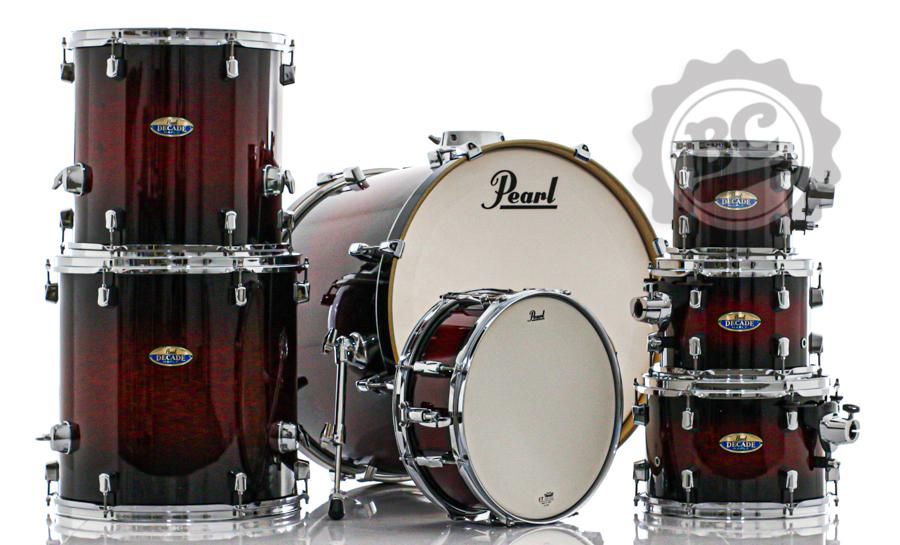 Bateria Pearl Decade Maple High Gloss Deep Red Burst 20",8",10",12",14",16" com Caixa (Shell Pack)
