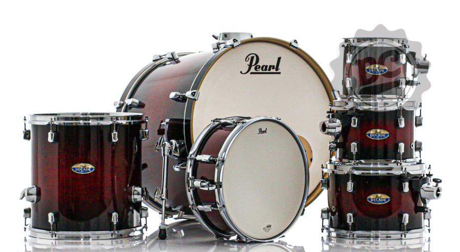 Bateria Pearl Decade Maple High Gloss Deep Red Burst 22",8",10",12",16" com Caixa (Shell Pack)
