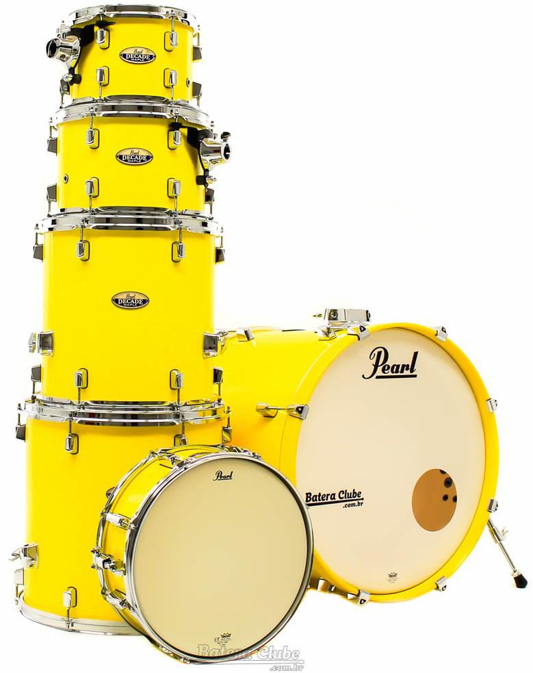 Bateria Pearl Decade Maple High Gloss Solid Yellow 20",10",12",14",16" com Caixa (Shell Pack)