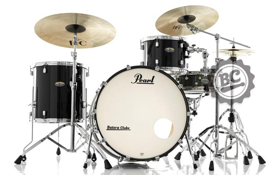 Bateria Pearl Decade Maple Rock Black Ice Lacquer Bumbo 24", Tom 13" e Surdo 16" (Shell Pack)