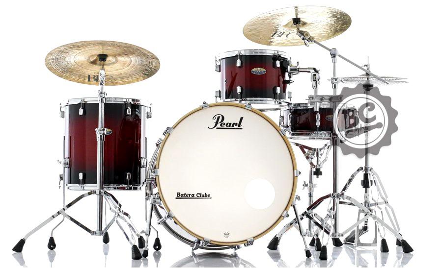 Bateria Pearl Decade Maple Rock Deep Red Burst com Bumbo 24", Tom 13" e Surdo 16" (Shell Pack)