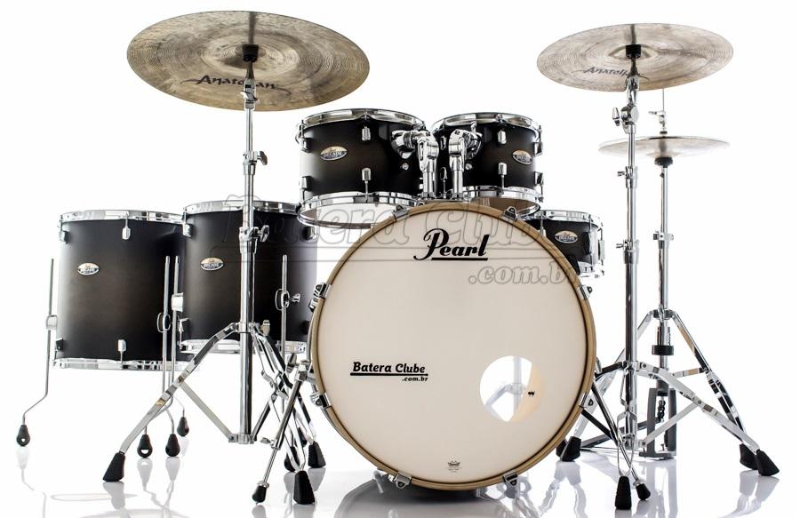 Bateria Pearl Decade Maple Satin Black Burst 22",10",12",14",16" com Kit Ferragens 830