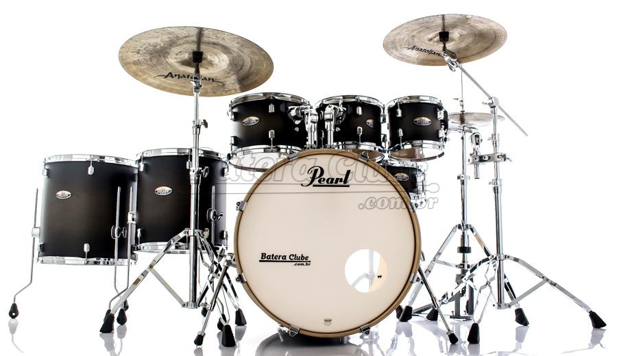 Bateria Pearl Decade Maple Satin Black Burst 22",8",10",12",14",16" com Kit Ferragens 830