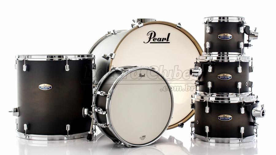 Bateria Pearl Decade Maple Satin Black Burst 22",8",10",12",16" com Caixa (Shell Pack)