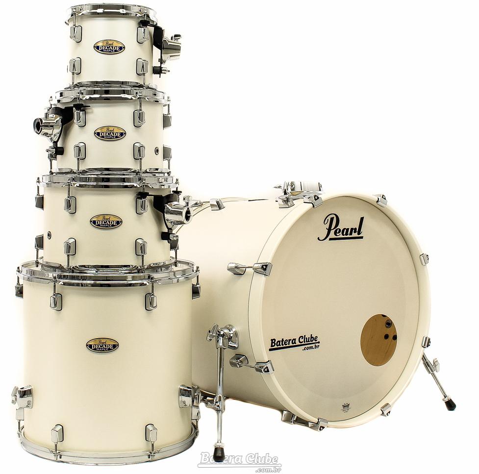 Bateria Pearl Decade Maple Satin Finish White Satin 22",8",10",12",16" com Caixa (Shell Pack)