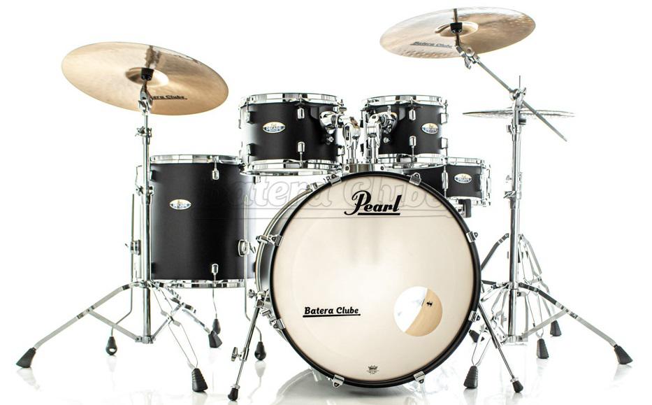 Bateria Pearl Decade Maple Satin Slate Black Lacquer 22",10",12",16" com Caixa e Kit Ferragens 830
