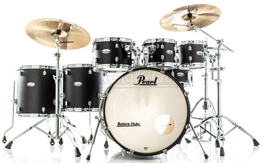 Bateria Pearl Decade Maple Satin Slate Black Lacquer 22",8",10",12",14",16", Caixa e Kit Ferragens