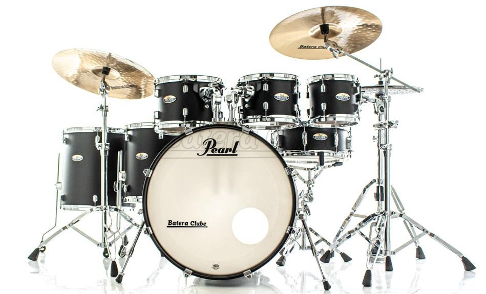 Bateria Pearl Decade Maple Satin Slate Black Lacquer 20",8",10",12",14",16", Caixa e Kit Ferragens