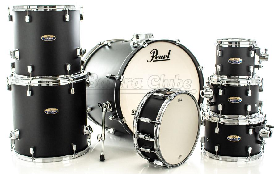 Bateria Pearl Decade Maple Satin Slate Black Lacquer 22",8",10",12",14",16" com Caixa (Shell Pack)