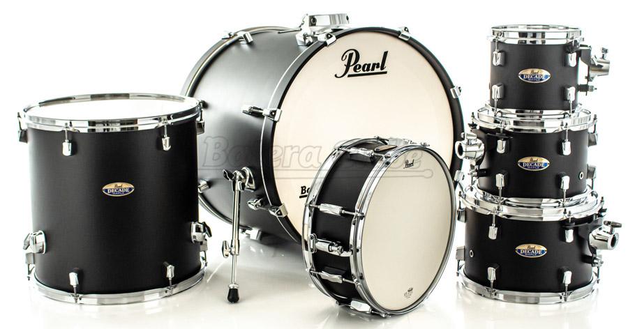 Bateria Pearl Decade Maple Satin Slate Black Lacquer 22",8",10",12",16" com Caixa (Shell Pack)