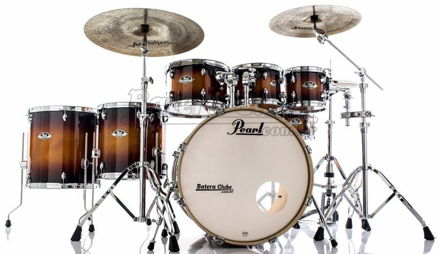Bateria Pearl Export EXL Lacquer Gloss Tobbaco Burst 22",8",10",12",14",16" com Kit Ferragens 830