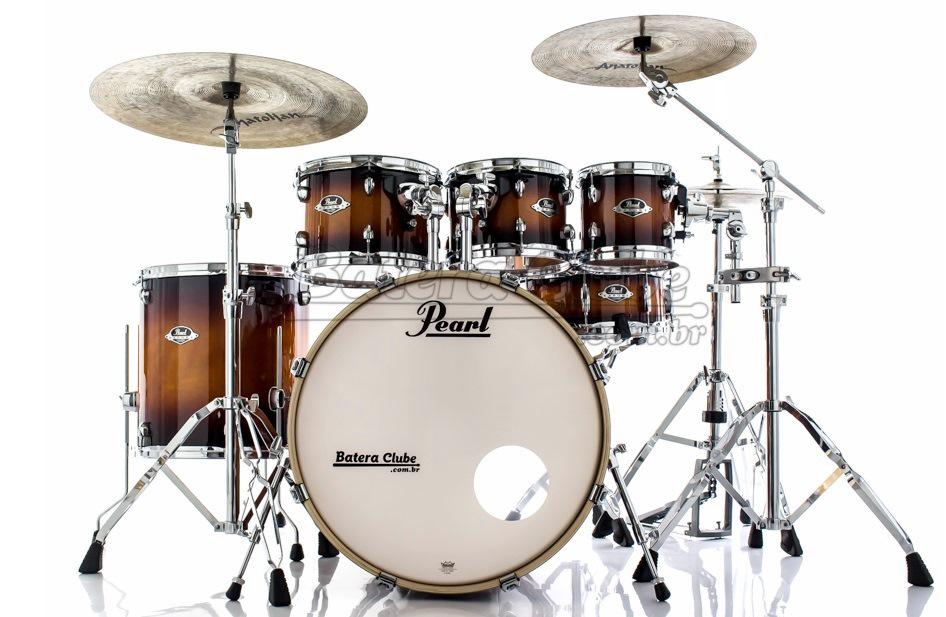 Bateria Pearl Export EXL Lacquer Gloss Tobbaco Burst 20",8",10",12",14" com Kit Ferragens 830