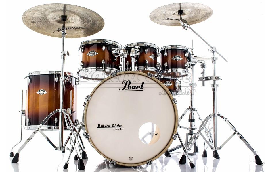 Bateria Pearl Export EXL Lacquer Gloss Tobbaco Burst 22",8",10",12",16" com Kit Ferragens 830
