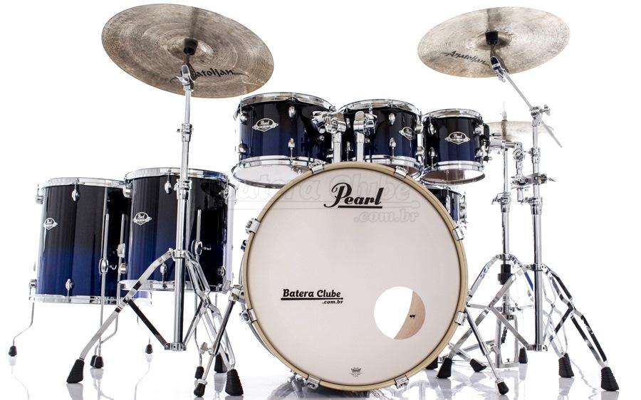 Bateria Pearl Export EXL Lacquer Sea Blue Fade 22",8",10",12",14",16" com Kit Ferragens 830