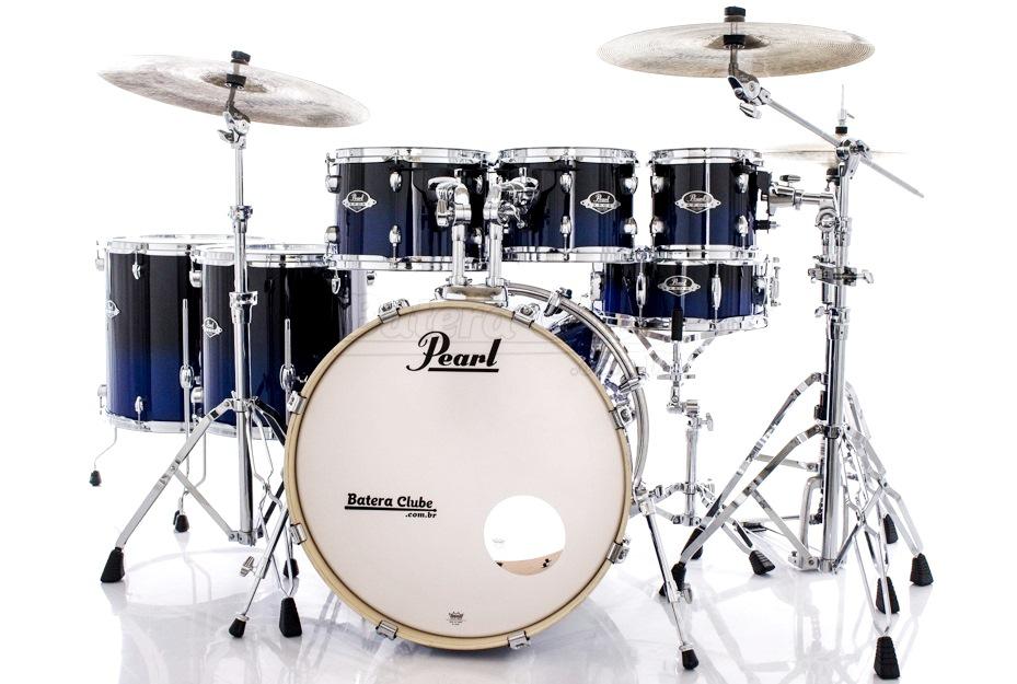 Bateria Pearl Export EXL Lacquer Sea Blue Fade 20",8",10",12",14",16" com Kit Ferragens 830