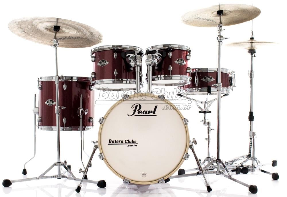 Bateria Pearl Export EXX Jazz Mahogany Black Cherry Glitter 18",10",12",14" e 13x5" com Ferragens