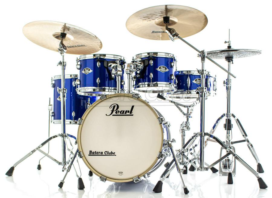Bateria Pearl Export EXX Jazz Mahogany High Voltage Blue 18",10",12",14" e 13x5" com Ferragens