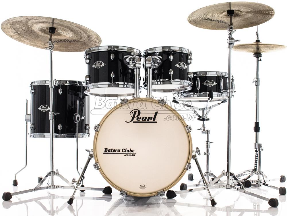Bateria Pearl Export EXX Jazz Mahogany Jet Black 18",10",12",14" e 13x5" com Ferragens