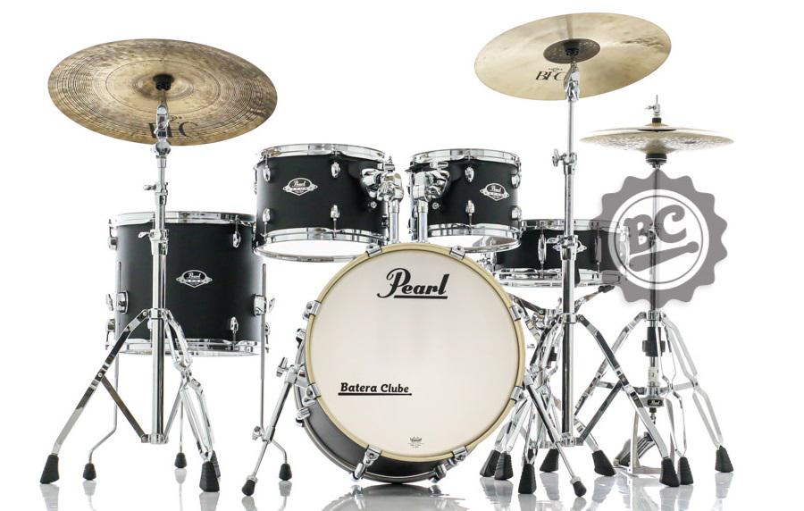 Bateria Pearl Export EXX Jazz Mahogany Shadow Black 18",10",12",14" e 13x5" com Ferragens