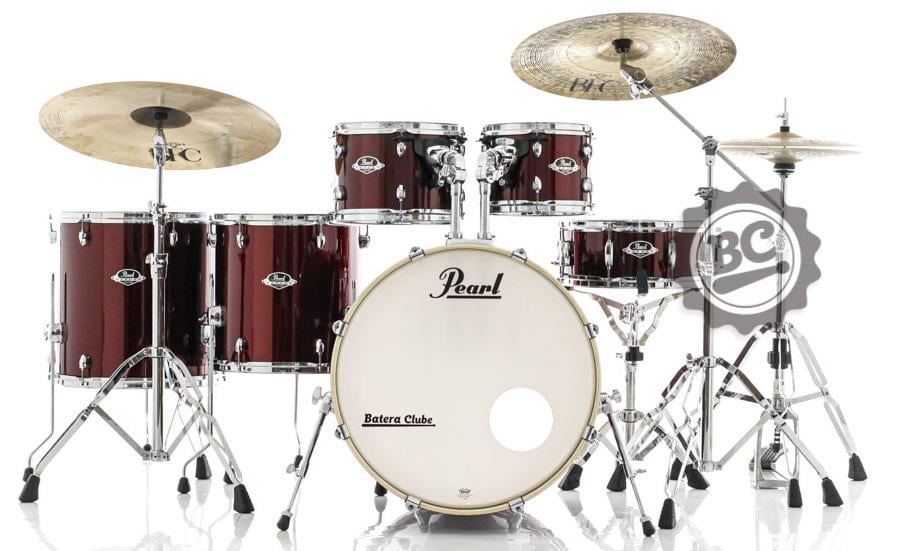 Bateria Pearl Export EXX Series Mahogany Burgundy 20",10",12",14",16" com Kit Ferragens 830