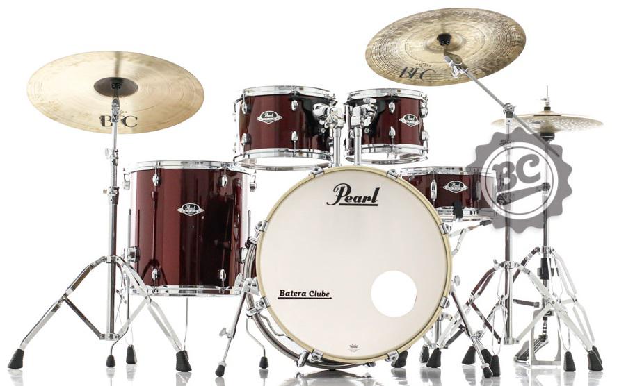 Bateria Pearl Export EXX Series Mahogany Burgundy 22",10",12",16" com Kit Ferragens 830