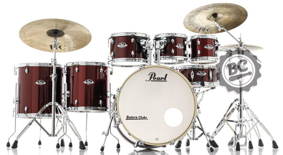 Bateria Pearl Export EXX Series Mahogany Burgundy 22",8",10",12",14",16" com Kit Ferragens 830