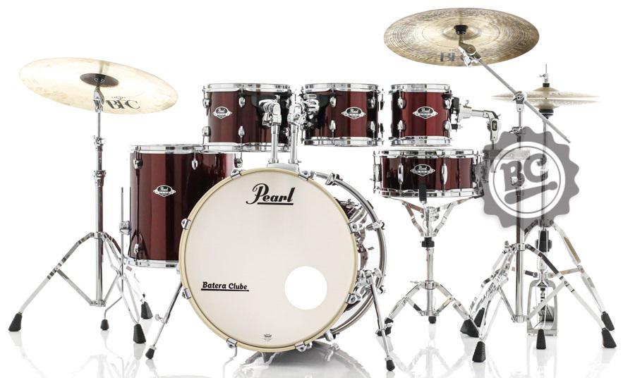 Bateria Pearl Export EXX Series Mahogany Burgundy 22",8",10",12",16" com Kit Ferragens 830