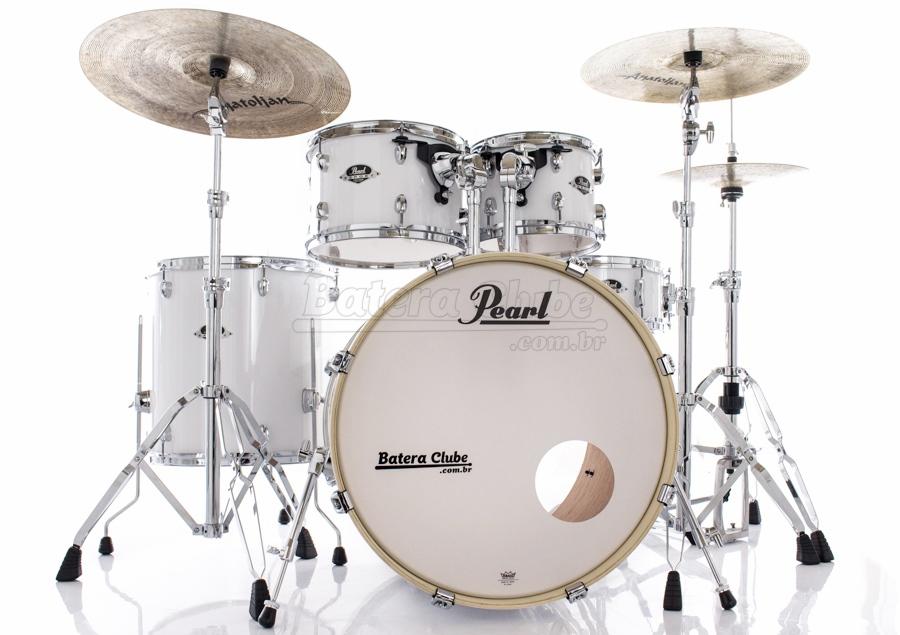Bateria Pearl Export EXX Series Mahogany Pure White 22",10",12",14" com Kit Ferragens 830