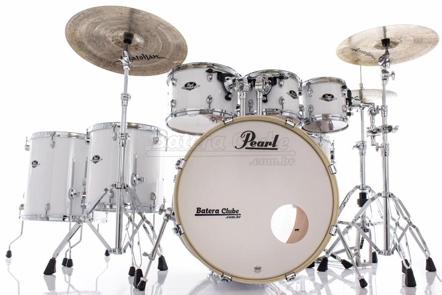 Bateria Pearl Export EXX Series Mahogany Pure White 22",8",10",12",14",16" com Ferragens 830