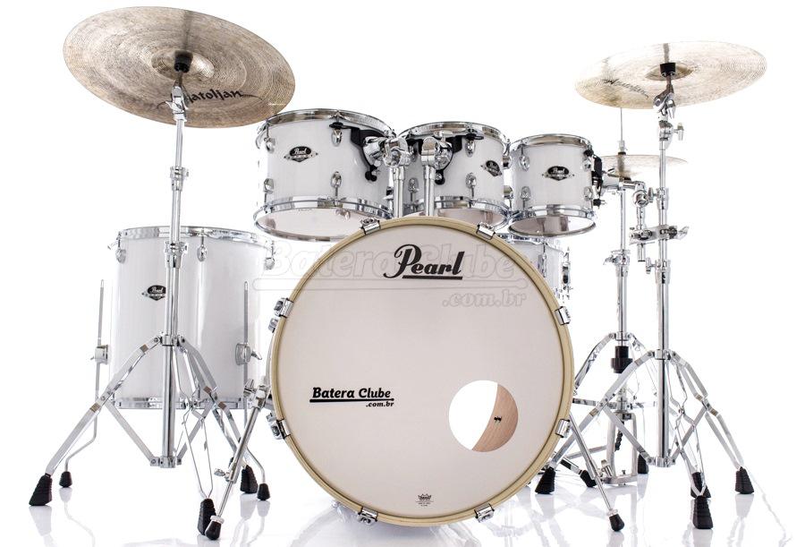 Bateria Pearl Export EXX Series Mahogany Pure White 22",8",10",12",14" com Ferragens 830